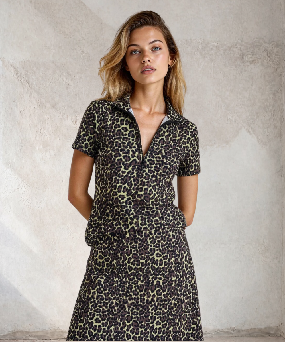 Libby Zip Neck Cap Sleeve Tee